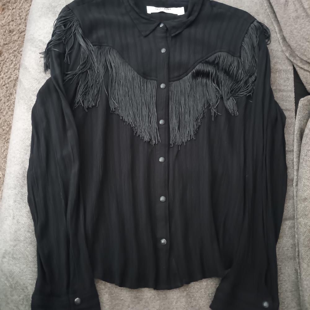 Idyllwind Black Fringe Button-Front Shirt